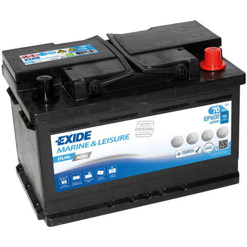 Exide batteri dual agm 760cca - 70ah