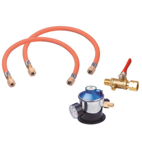 Gas regulatorsæt til lækagetest, 2 slanger og 1 stop hane