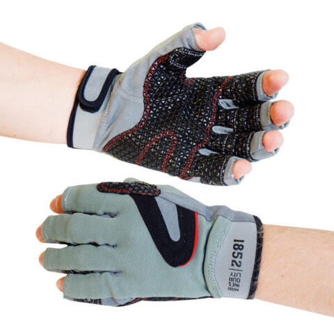 1852 sejl handsker u/fingre sort med silicon grip