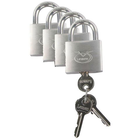 Hængelås sæt lemen 4stk 50mm med 3 hovednøgler