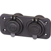 Panel 12V med dobbel usb(1&2,1amp) & cigaret stik IP65